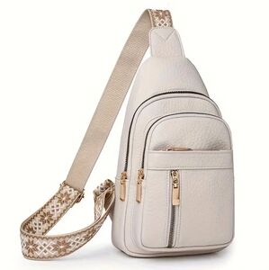 Women's Cream Color Sling Chest Crossbody Bag. NWOT
